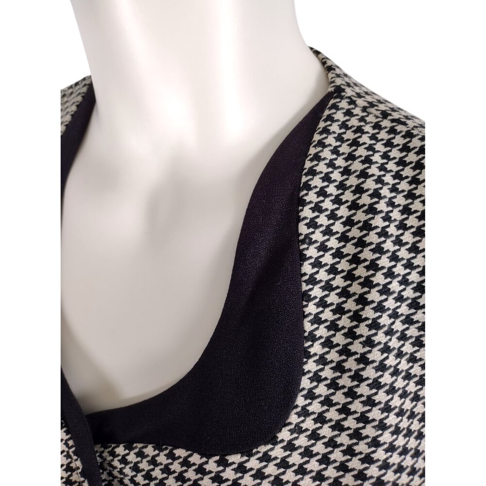 Vintage 1980s Black and Tan Houndstooth Tailored Button Down Jacket 4P - Picture 7 of 11